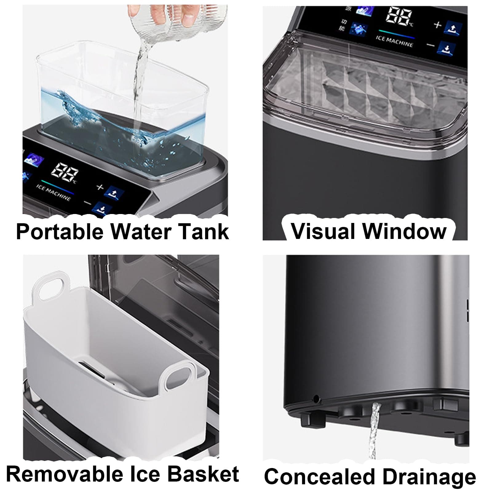 Portable Countertop Ice Maker with Self-Cleaning & Adjustable Thickness — image 4