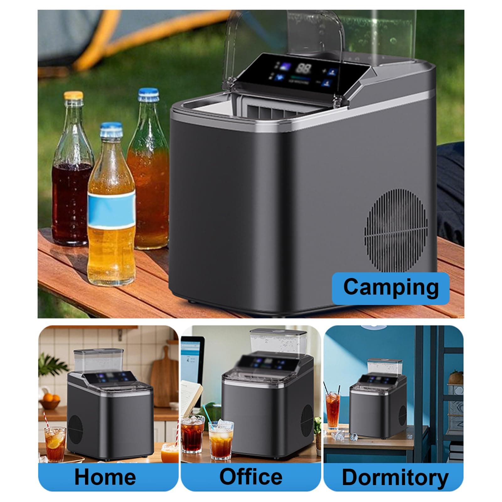 Portable Countertop Ice Maker with Self-Cleaning & Adjustable Thickness — image 1