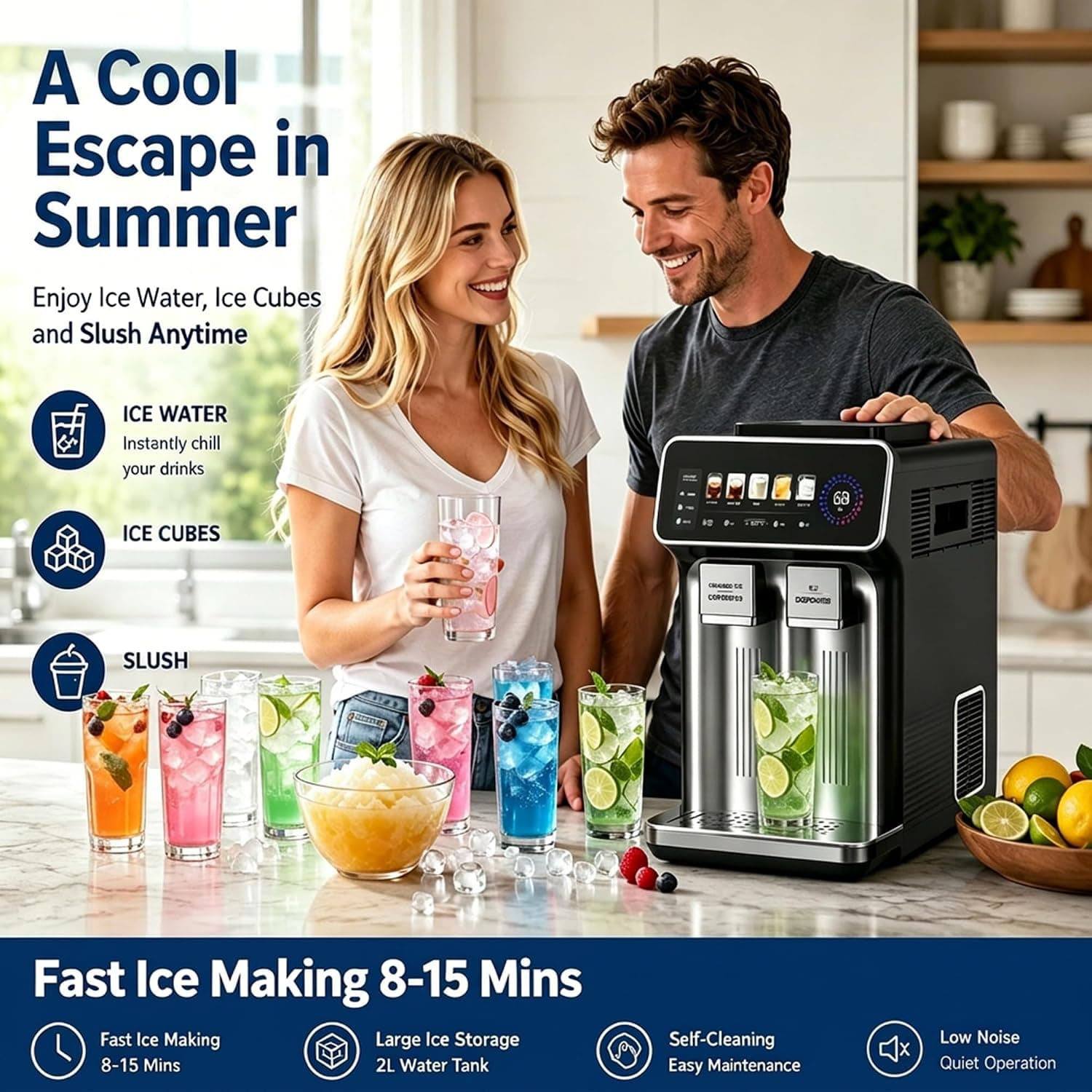 3-in-1 Bullet Ice Maker with Touchscreen (Ice, Water & Slush) — image 1