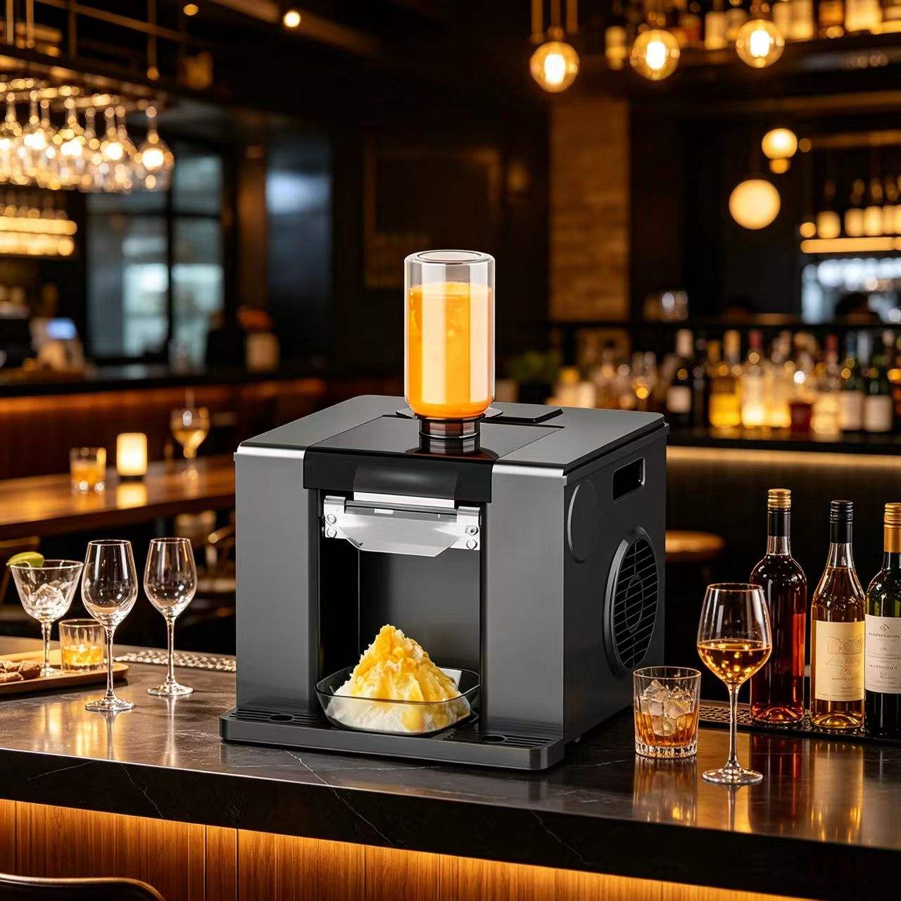 Less Rough Shaved Ice, Snowflake Ice Machine with 60kg/24H Output, Milk Coffee Juice Bingsu Maker for Cafe Dessert Shop Food Truck Use